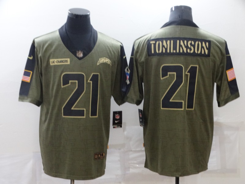 Men Los Angeles Chargers #21 LaDainian Tomlinson green Nike Olive Salute To Service Limited NFL jersey->los angeles chargers->NFL Jersey